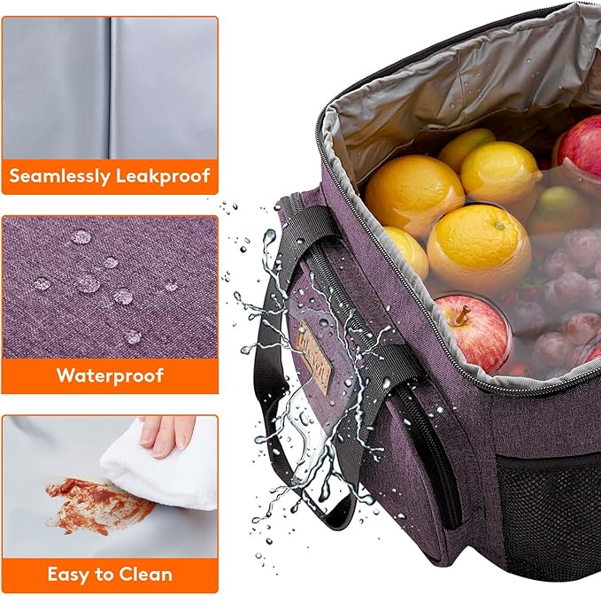 Lifewit Large Lunch Bag, Insulated Lunch Box, Soft Cooler Cooling Tote for Adult Men Women, Purple 24-Can (15L)