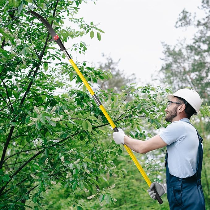VINGLI Manual Pole Saw for Tree Trimming, 26 ft Extendable Tree Pruner, Sharp Steel Blade and Scissors, High Tree Branch Cutter with Lightweight 8 Fiberglass Long Handles, for Pruning Palms and Shrubs