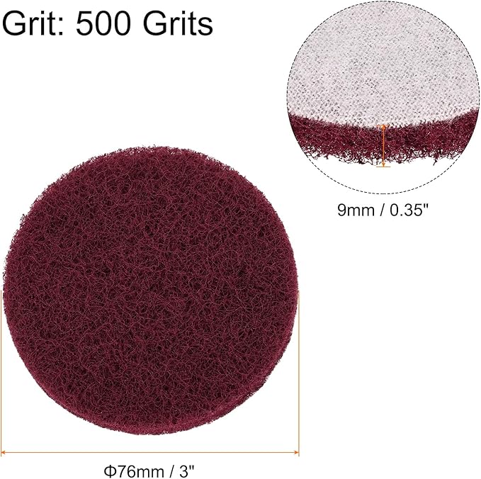 HARFINGTON 20pcs Scrubber Scouring Pads 500 Grits 3 Inch Drill Power Brush Hoop and Loop Surface Conditioning Disc Drill Scuffing Disc Scrub Pads for Home Kitchen Cleaning, Dark Red