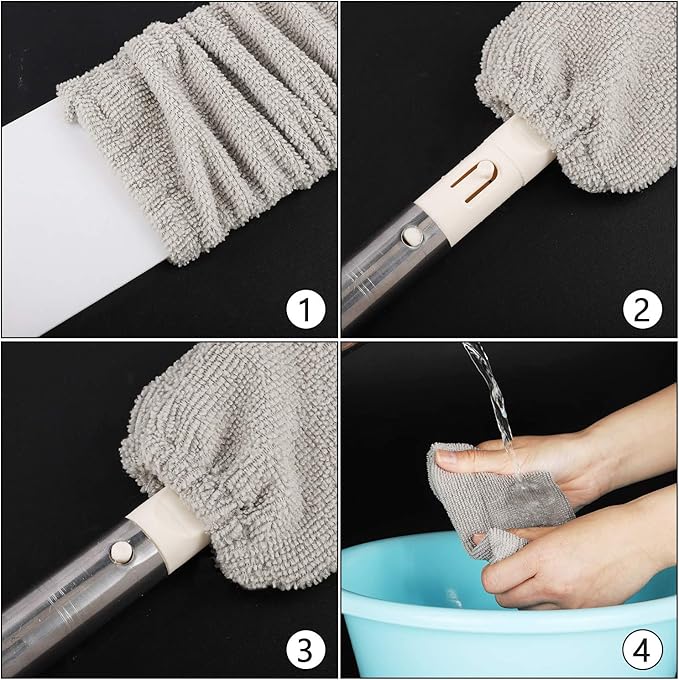 6 Pcs Retractable Gap Dust Cleaner Cloth Reusable Microfiber Dusting Cloth Washable Gap Dust Covers Under Furniture Duster Refill for Bed High Ceilings Furniture Bottom Under Refrigerator Sofa Couch
