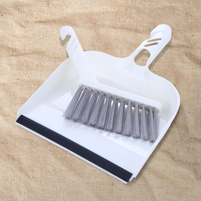 DOITOOL Mini Broom and Dustpan Set 2pcs Household Cleaning Brush for Kitchen and Desktop, White Mini Handheld Sweeping Tools for Home Cleaning Accessory