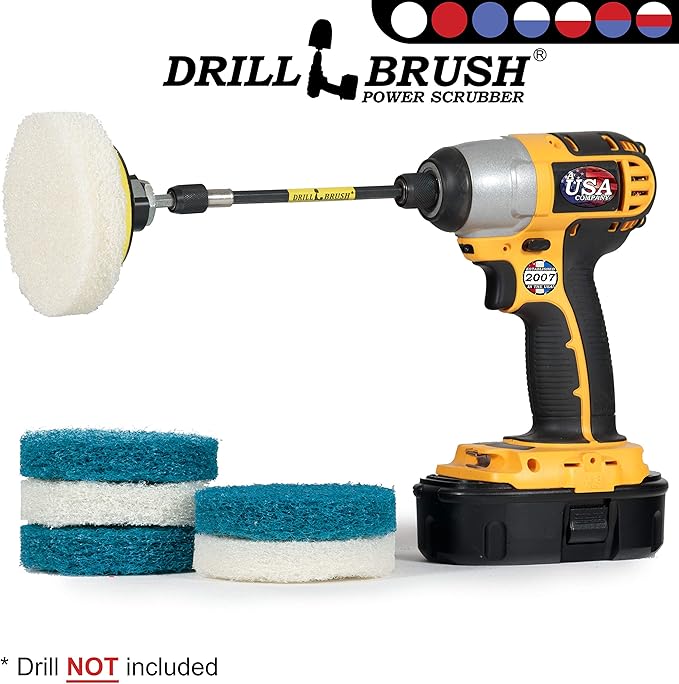 Drill Brush - Drill Attachment - Bathroom - Power Scrubber Pads - Cleaning Pads - Bath - Shower Door - Scouring Pad Kit - Bath Mat - Bathroom Sink - Shower Cleaner - Vinyl Flooring - Scrub Pads