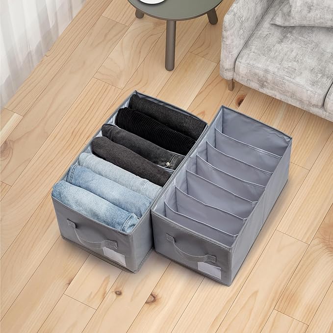 2 Pack Large Wardrobe Closet Organizer - Drawer Organizer Clothes, Efficient Jeans Organizer for Closet, Versatile Closet Organizers and Storage (Dark Grey, 17.7" L x 9.8" W x 7.1" H)
