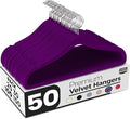 Utopia Home Velvet Hangers 50 Pack – Luxury Non-Slip Slim Pant & Coat Hangers, Strong Space-Saving Clothes Hangers with Pants Bar and 360° Swivel Hook – Purple