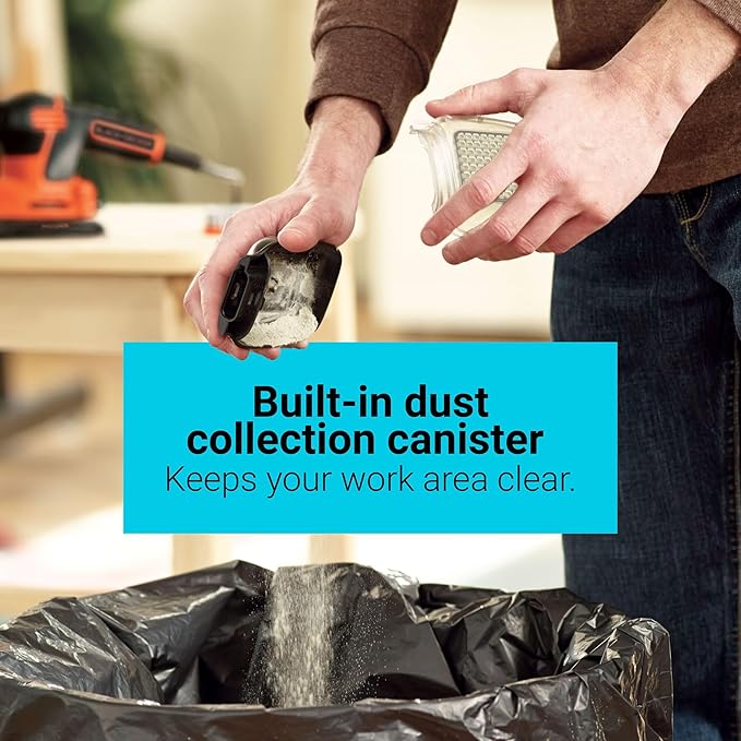 BLACK+DECKER Detail Sander,1.2 Amp,16,000 OPM,Compact Design,3-Position Grip for Comfort,Includes Dust Collector,Corded (BDEMS600),(Pack of 2)