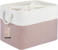 Large Storage Baskets- 16x12x12 inch Storage Bins for Shelves and Closet Organizing, Foldable Fabric Bin for Home Organization Clothes and Laundry (1-Pack, White&Pink)