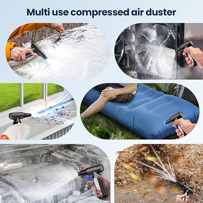 Mershgaya Electric Compressed Air Duster - 30,0000 RPM Rechargeable Cordless Turbo Blower, Portable Air Blower Gun for Cars, PC, Keyboard, Home & Outdoor Dust Cleaning (Replaces Compressed Air Cans)