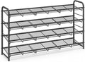 SONGMICS Stackable Shoe Rack, 4 Tier Metal Shoes Rack Storage Shelf, Holds up to 20 Pairs, Adjustable Slanted Shelves Tower Organizer for Closet Entryway Small Spaces, Black ULMR107BD01
