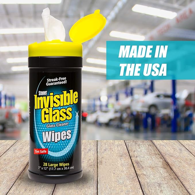 Invisible Glass 90166 28-Count Lint-Free and Ammonia-Free Large Glass Cleaning Wipes are Tint Safe Enjoy Streak Free Windows, Mirrors, and Glass for Home and Auto (Pack of 2)