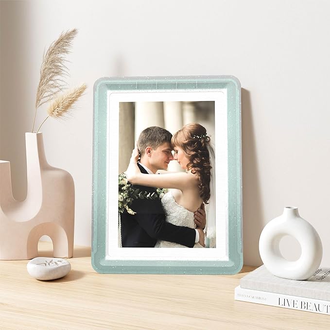 5x7 Picture Frame, Clear Acrylic Photo Frame with White Mat for 4x6 Photos, One-Piece Shatterproof Tool-Free Design, UV-Resistant Waterproof Tabletop Frame for Home Office Decor with 10-Year Warranty