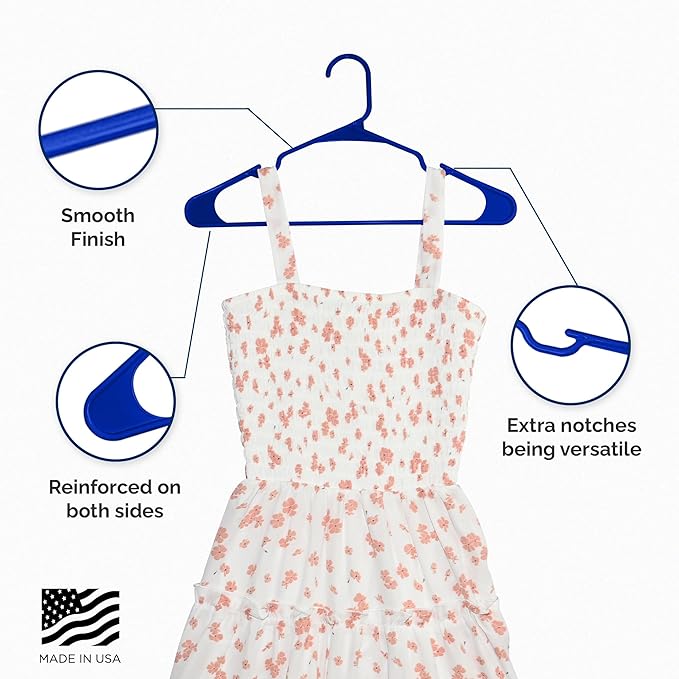 Closetselect Plastic Hangers 50 Pack - Space Saving Clothes Hangers, Made in USA, Durable & Strong Plastic Shirt & Coat Hanger with Notches & Shoulder Grooves, Non-Slip Clothing Hangers | Royal Spice