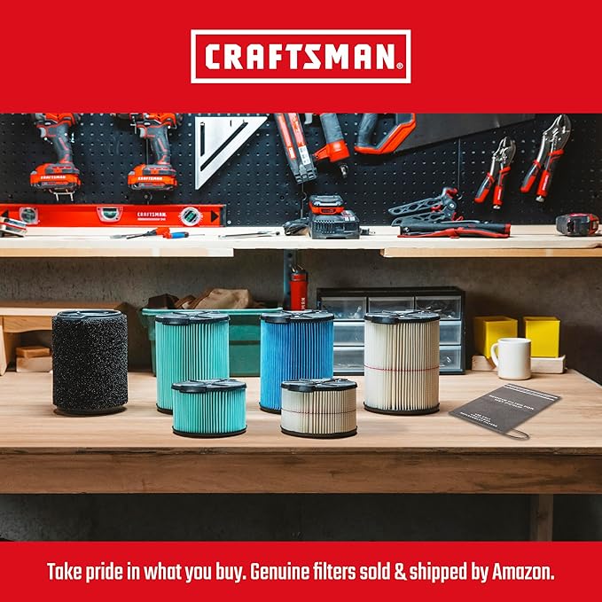 CRAFTSMAN CMXEVBE18590 9 Gallon 4.25 Peak HP Wet Dry Vac, Portable Shop Vacuum Wet and Dry with Filter, 3 Dust Bags, Hose and Attachments for Home, Garage and Automotive Cleaning