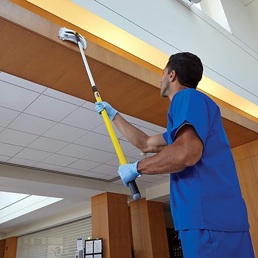 Rubbermaid Commercial Products HYGEN Quick-Connect Adjustable Extension Handle/Pole, Lightweight Cleaning Tool for Floors/Walls/Ceilings/Windows for Janitorial/Residential/Commercial/Business, Yellow