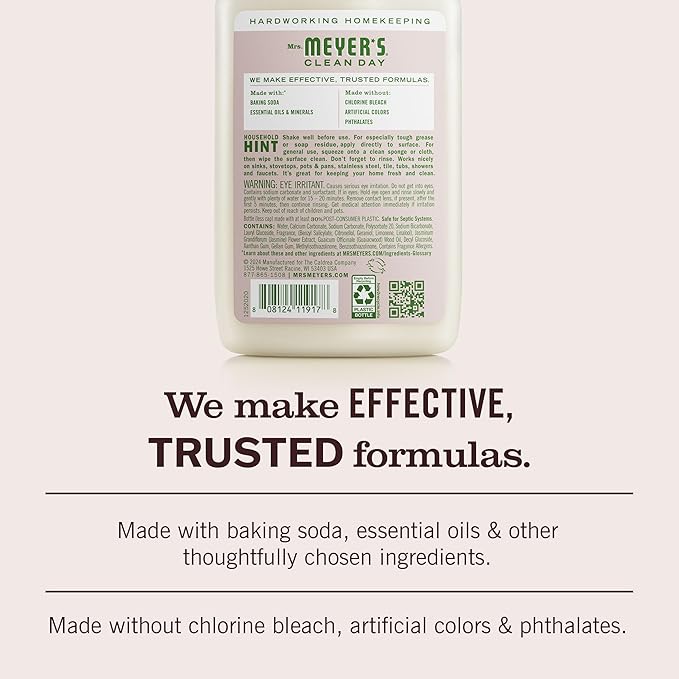 MRS. MEYER'S CLEAN DAY Baking Soda Cream Cleaner, Cuts Grease, Scratch-Free Polish, Apple Blossom, 16 Fl Oz, Pack of 1