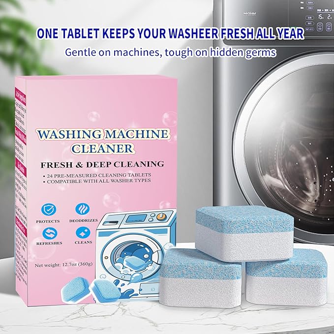 48-Pack Washing Machine Cleaner Tablets for the Front Load and Top Load Compatible Descaler Pods for Laundry Tub, Drum and Gasket Septic Safe, Fresh Scent