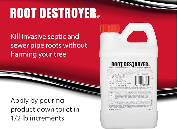 Root Destroyer - 5lbs - Root Killer for Sewer, Pipe & Drain Lines, Septic Tanks and Septic Systems - Stops New Growth & Safe for All Plumbing - Pure Copper Sulfate Crystals