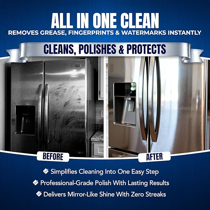 Sheila Shine 1 Quart Stainless Steel Cleaner and Polish – Cleans, Polishes & Protects Kitchen Appliances, Refrigerators, Sinks, Ovens & Grills – Stainless Steel Cleaner Spray Bottle