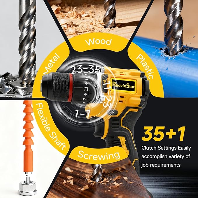 Cordless Drill Set, Power Drill Tool Set 20V, 3/8-Inch Keyless Chuck Drill Gun,Variable Speed (Equipped with 2x 4.0Ah Batteries)