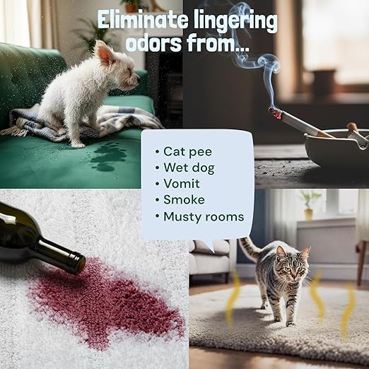 Sunny & Honey Carpet Deodorizer Powder - Pet Safe Freshener for Carpets, Pet Beds and Car Seats - Mint Odor Eliminator for Cat Urine and Wet Dog Smells (20 oz)