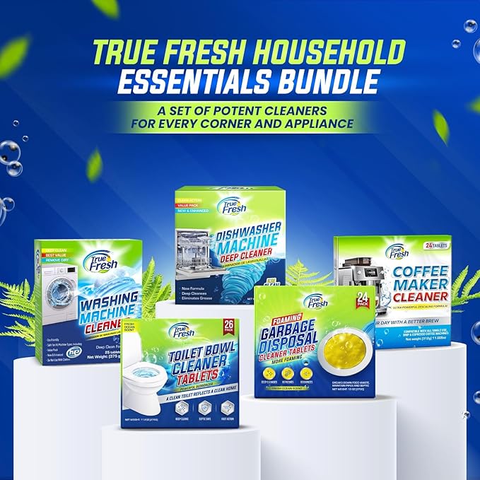 Washing Machine Cleaner Tablets 25 Pack – Rinses Away Pet Hair Trapped by Residue & Buildup, Compatible with Front Load, Top Load & HE Washers, Reaches Drum, Seal, Hoses & Pipes for Deep cleaning