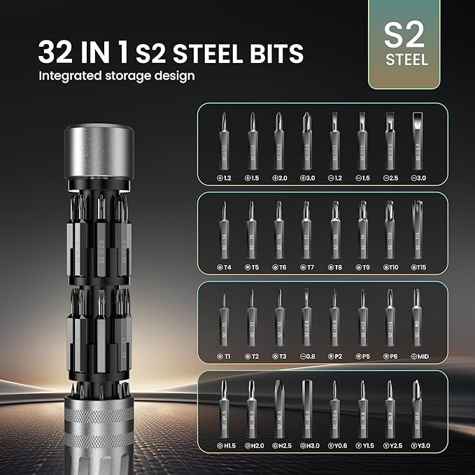 JOREST 32 in 1 Small Precision Screwdriver Set, Tool Gifts for Men Dad Him, Portable Multibit Screwdriver Repair Tool, EDC Pen Screwdriver for Glasses, Watches, MacBook, Laptop, PS5, Xbox, Electronics