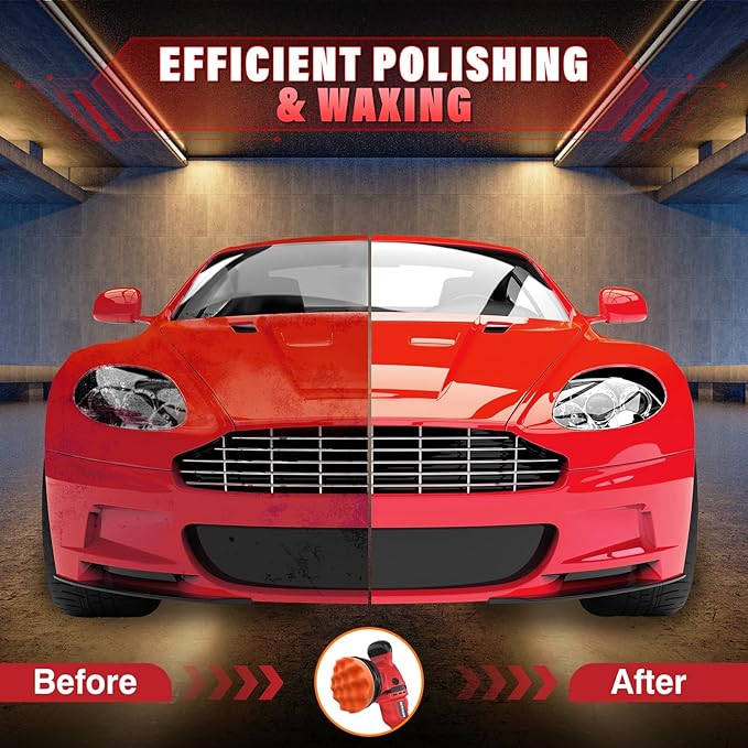Cordless Buffer Polisher Kit for Milwaukee 18V/M18 Battery (No Battery), 6-Inch Orbital Car Polisher 6 Speed 1800—5500 RPM, 17PCS Polishing Accessories, for Car Polishing/Waxing (Tool Only)