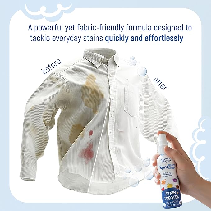 Fast & Effective Stain Treater Spray, Multi-Purpose Stain Remover, Messy Eater Stain Treater Concentrated Formula, Gentle on Clothing and Baby Textiles, 4.33 fl oz.