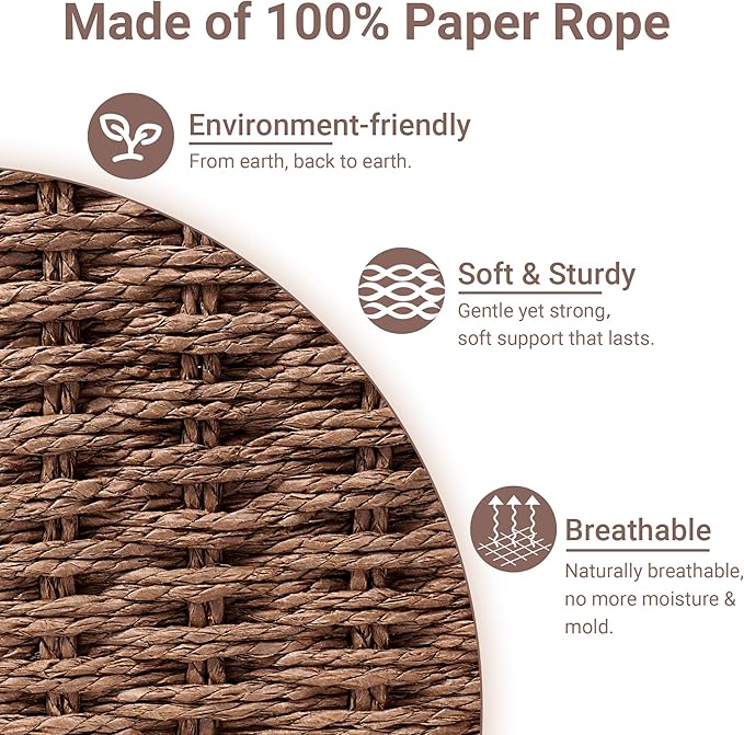Pantry Organizers, Wicker Storage Baskets for Fruit, Bread, Vegetable, Boho Decorative Basket, Shelf Baskets for Kitchen Counter with Handles, Paper Storage Bins for Shelves, 3 Pack, Brown