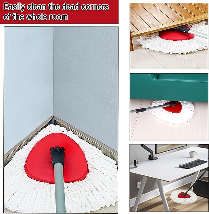 3 Pack Spin Mop Replacement Heads, 100% Microfiber Spin Mop Refill for Easy Wring Compatible with Triangle Spin Mop, 360 Degree Spinning Mop Replace Head for Floor Cleaning