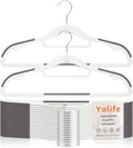 Yolife Cascading Plastic Clothes Hangers 20 Pack with Inner Hook for Vertical Storage, Slim Space Saving Hangers with Non-Slip Pads, 360° Swivel Metal Hook, Versatile, White & Gray