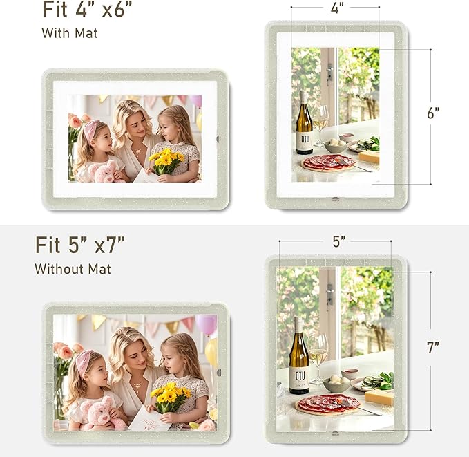 5x7 Picture Frame, Clear Acrylic Photo Frame with White Mat for 4x6 Photos, One-Piece Shatterproof Tool-Free Design, UV-Resistant Waterproof Tabletop Frame for Home Office Decor with 10-Year Warranty