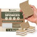 Plant-Based Kitchen Sponges (6 Pack) | USDA Biobased Certified | FSC & PETA Approved | Natural Cellulose & Coconut Scrubber Sponge | S-Shaped Design | Eco-Friendly, Non-Scratch, Non-Toxic & Vegan