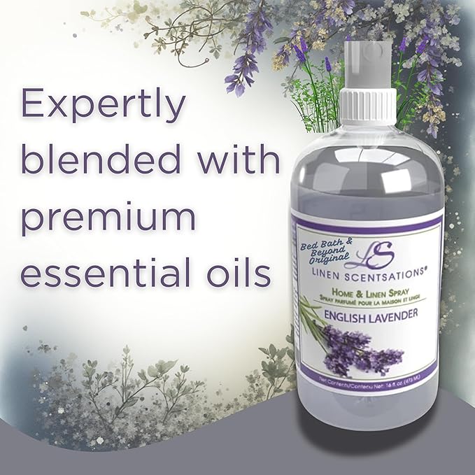 Linen Scentsations Fabric and Linen Spray 2 Pack, English Lavender,16oz x2 (32oz Total) - Odor Eliminator & Freshener for Bedding, Clothes, Room & Pillow