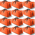 HOMESURE 12 Pack Large Strong Moving Bags with Zippers & Carrying Handles - Water-Resistant - Heavy Duty Storage Tote for Space Saving, Fold Flat, Alternative to Moving Box (Orange)