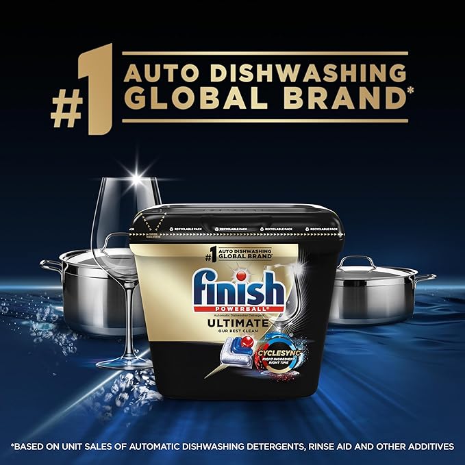 Finish Ultimate Dishwasher Pods, No Pre-Rinse Dishwasher Detergent Soap Removes Burnt-On Stain, with CycleSync Technology, Degreasing & Scrubbing Power, 76 Count