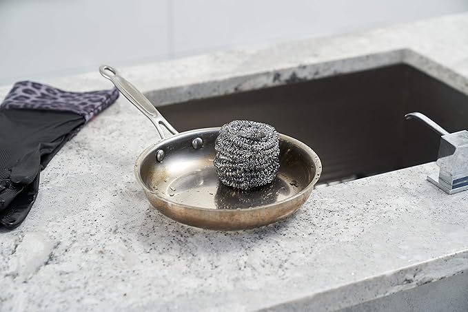 12 Pack 50g Stainless Steel Sponges, Steel Wool Scrubber, Scrubbing Scouring Pad for Pots, Pans and Ovens Great for Kitchen, Bathroom, Outdoors by EcoQuality