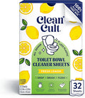 Cleancult Toilet Bowl Cleaner Sheets - Dissolvable, Septic Safe, Effective Cleaning, Removes Stains & Rings, Cleans & Deodorizes - 32 Uses - Fresh Lemon Scent - Plastic-Free Packaging