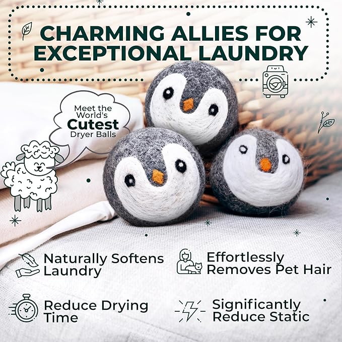 No More Dryer Sheets! XL Wool Dryer Balls 6-Pack, Reusable Laundry Softener & Static Reducer, Eco-Friendly, Long-Lasting, Safe for Sensitive Skin