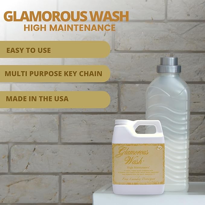Worldwide Nutrition Bundle Compatible with Tyler Candle Company Glamorous Wash High Maintenance Scent Fine Laundry Liquid Detergent - 907gram (32 Fl Oz) Container with Keychain