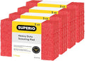 Scouring Pad Non-Scratching Scrubber Non-Scratch Cleaning Scrub Pads Heavy Duty Scouring Pad Reusable Kitchen Scrubbing Pad Pack of 12 Red, by Superio