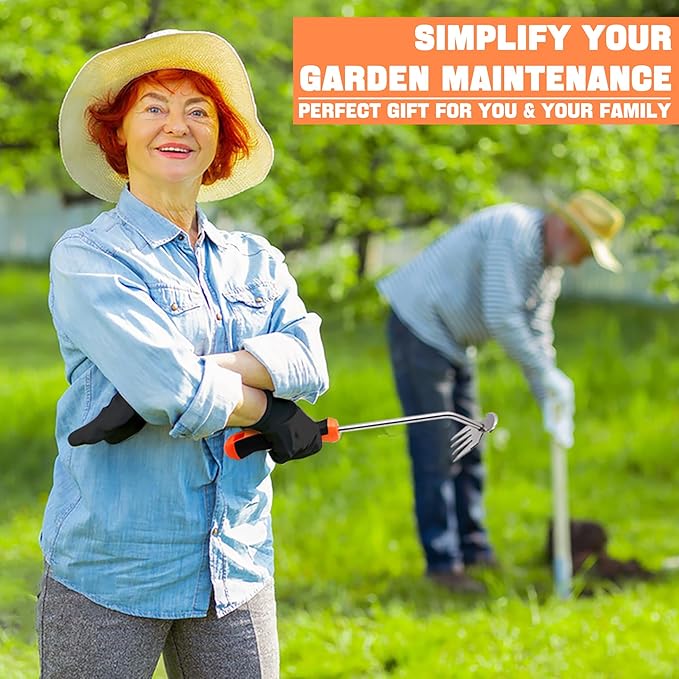 Weed Puller Tool, Portable Weed Remover Tool, 2024 New 4-Claw Steel Weeder Tool with Hang Hole, Manual Weeding Tool Gardening for Yard, Vegetable Gardens, Farms (Non-Slip Rubber Handle)