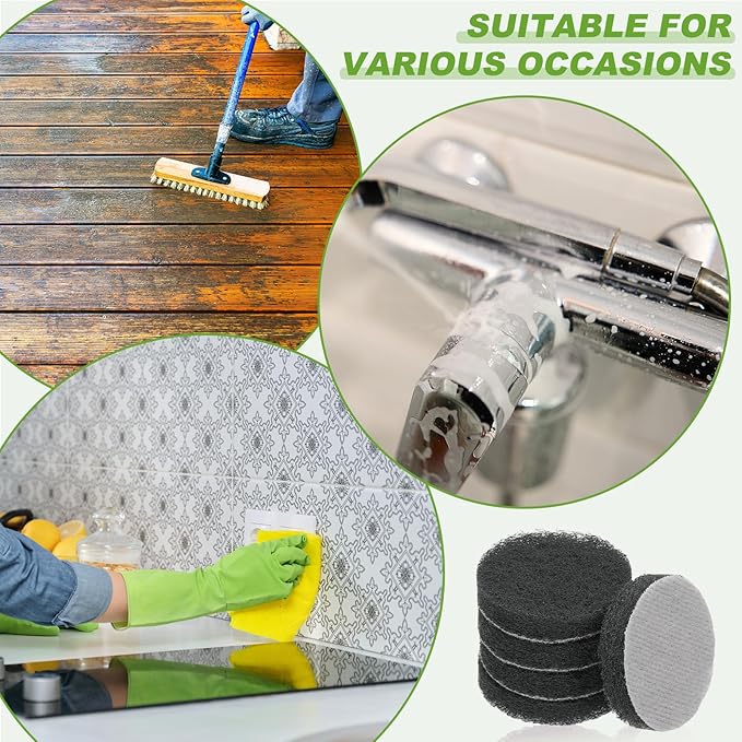 Power Scrub Pads, Scrubbing Pads 800 Grits Scouring Discs - Fitting for (Home Kitchen Cleaning - Drill Attachment - Scrubber Replacement) 20 Pcs & 2 Inch & Gray