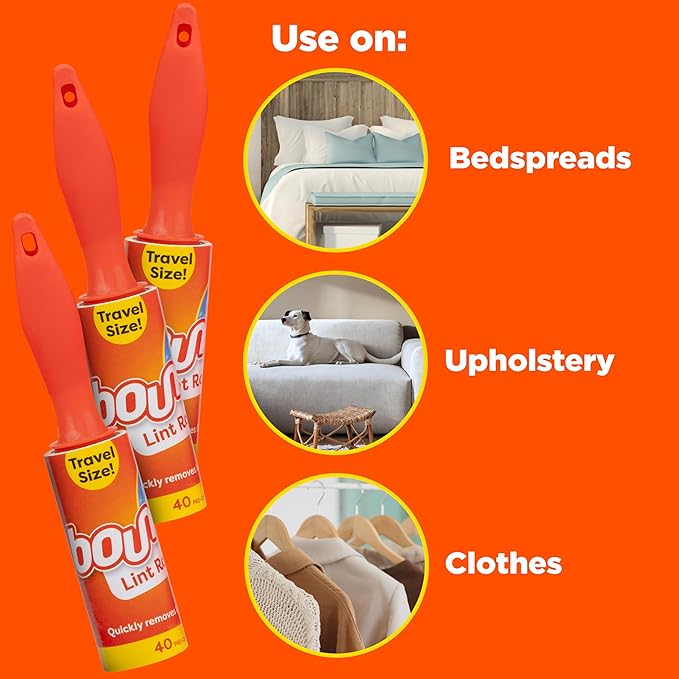 Bounce Travel Lint Rollers, 3 Pack, Quickly Removes Lint and Debris, 120 Pre-Cut Sheets Total