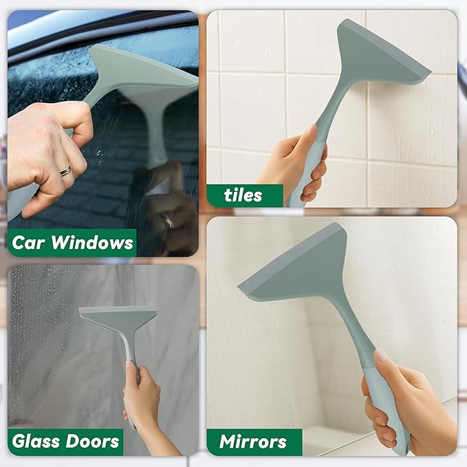 PHYEX 2-Pack Shower Squeegee for Glass Doors & Window, 7.8" Blade Cleaning Tool for Bathroom, Car Windshields, Mirrors, Tiles