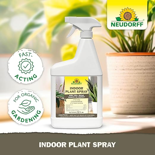 Neudorff Indoor Plant Spray for House Plants & Greenhouse, Kills Spider Mites, and Scale and 100+ Listed Insects on Contact for Organic Gardening, Contact Insecticide, Ovicide (32 oz)