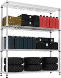 M MZG 4 Tiers Shelf 2640 lbs Steel Storage Shelving Utility Shelving Unit Steel Organizer Wire Rack for Home,Kitchen,Office,Garage Chrome 17.7" D x 47.2" W x 70.3" H