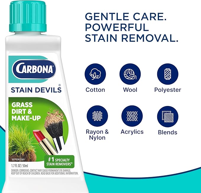 Carbona Stain Devils® #6 | Grass, Dirt & Make-Up | Professional Strength Laundry Stain Remover | Multi-Fabric Cleaner | Safe On Skin & Washable Fabrics | 1.7 Fl Oz, 3 Pack