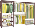 Ulif E1 Heavy Duty Closet Garment Rack, 6 Tiers Adjustable Metal Freestanding Expandable Clothing Storage with 4 Hanger Rods, Easy to Assemble Wardrobe, 71.4" H x (70" - 88.2") L x 14" D, Bronze