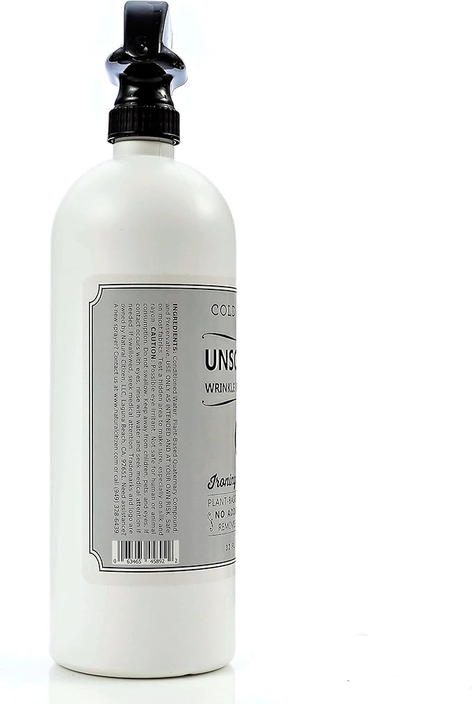 Cold Iron Wrinkle Release Spray for Clothes. 32 fl oz. Unscented/Fragrance Free. Plant Based Ironing Alternative. Fast, Easy to Use. Spray, Smooth, Hang. Award Winning Formula to Save You Time