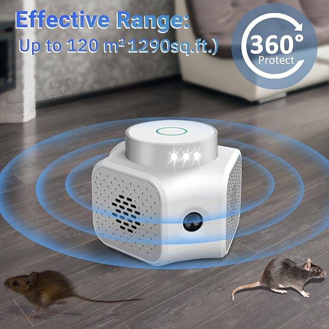 Rodent Repellent Ultrasonic Plug in - Squirrel Deterrent, Mouse Deterrents That Work, Rodent Repellent Indoor - Squirrel Repellent for Attic Garage RV - Rat Repellent Ultrasonic - UR02